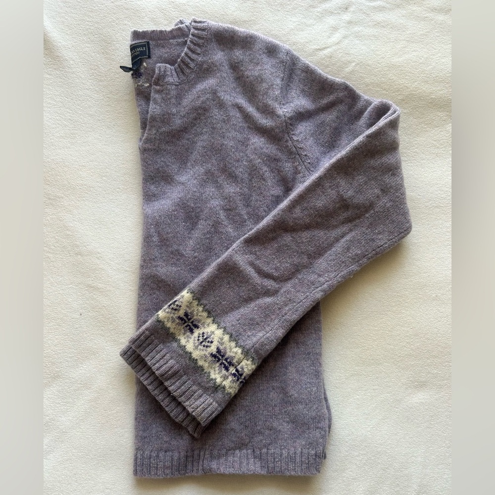 American Eagle Wool Sweater with Patterned Cuffs